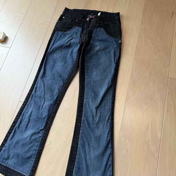 Vintage Karl Kani Jeans Women's 27 Blue Black Double Knee Streetwear Flare - Picture 8 of 8